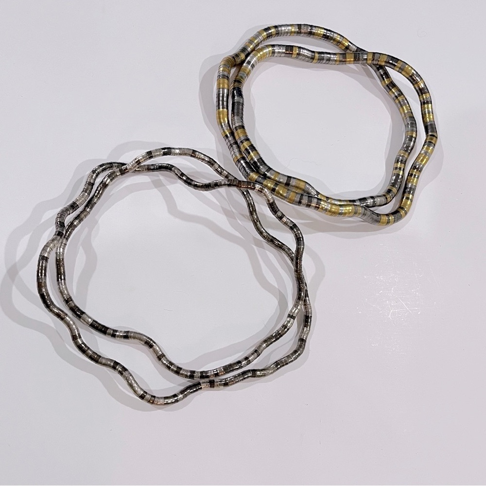 2 Flexible Moldable Snake Necklace Bracelet Silver & Gold Tone